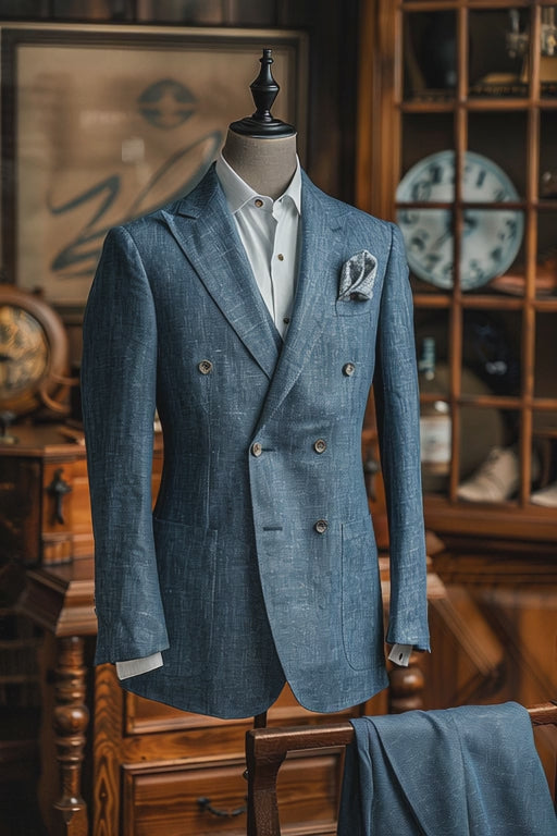 Sky Blue Linen Suit – Custom Made & Made to Measure