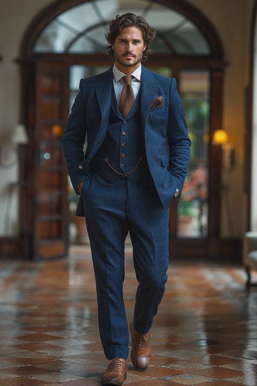 Navy Blue Cotton Graduation Suit — Custom Made to Measure