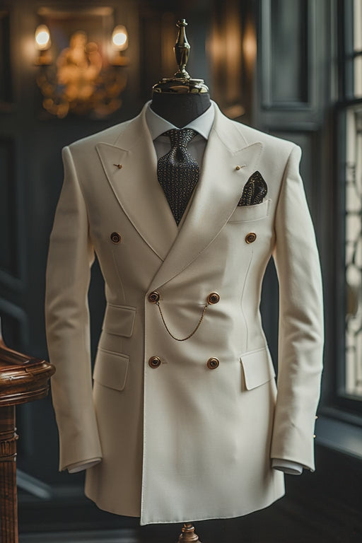 Men’s White Wool Suit – Classic Tailored Fit | Formal & Wedding Wear