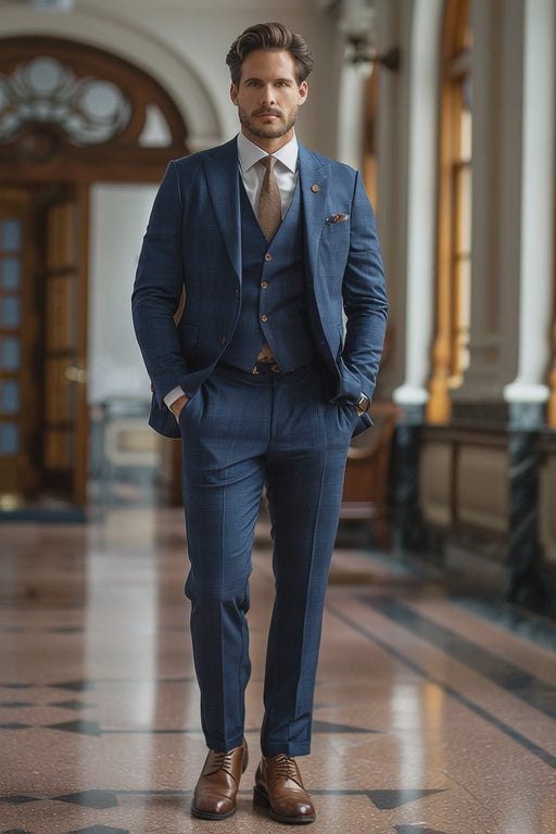 Midnight Blue Cotton Graduation Suit — Custom Made to Measure