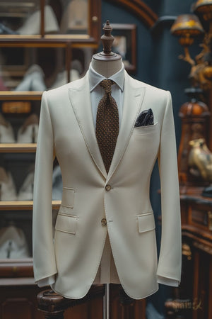 Men's White Wool Suit — Custom Made to Measure | SuitedNoir — 1