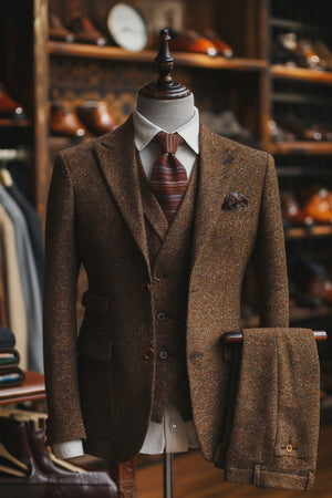 Men's Deep Chocolate Linen Suit — Custom Made to Measure | SuitedNoir — 1