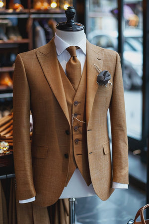 Caramel Linen Suit– Custom Made & Made to Measure — 1