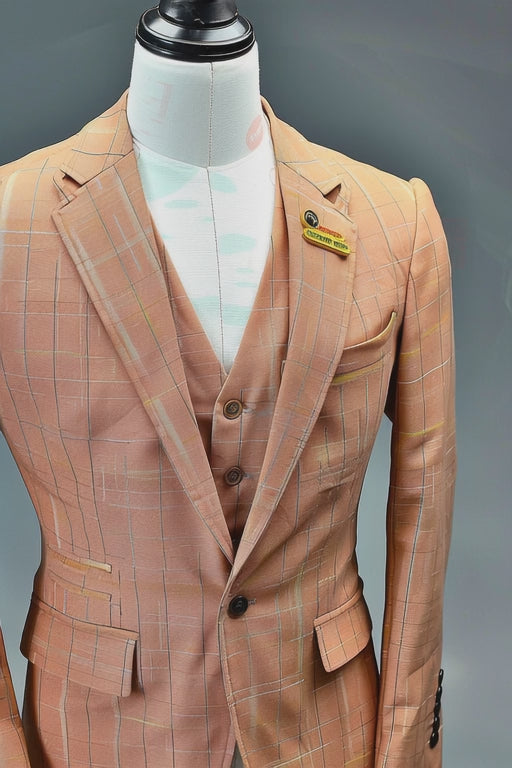 Light Orange/Brown Plaid Linen Suit – Custom Made & Made to Measure