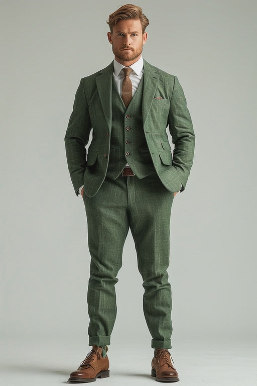 Sage Green Cotton Graduation Suit — Custom Made to Measure