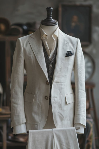 Light Beige Linen Suit — custom made to measure men's suit by SuitedNoir