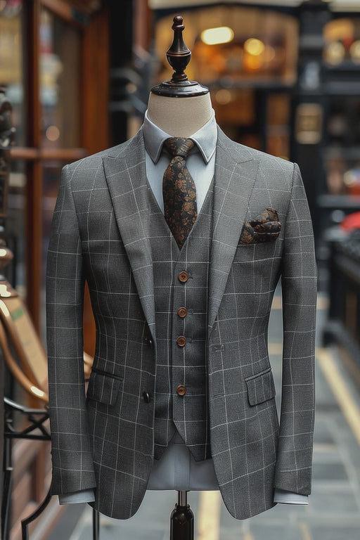 Classic Gray Wool Suit – Tailored Fit for Men