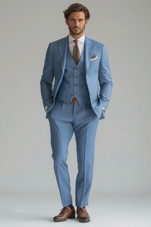 Powder Blue Cotton Graduation Suit — Custom Made to Measure