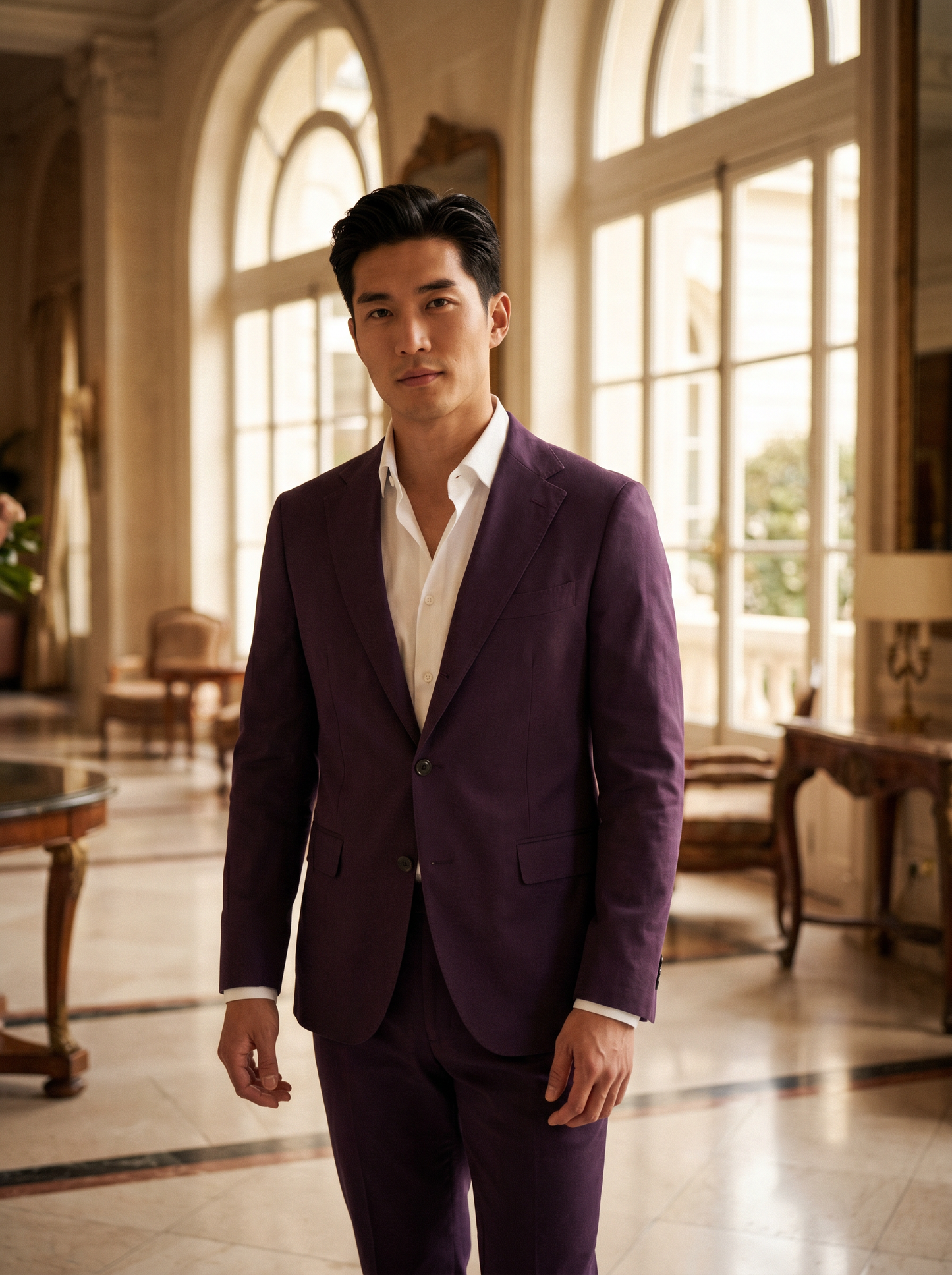 Purple Cotton Suit — Custom Made to Measure - front view