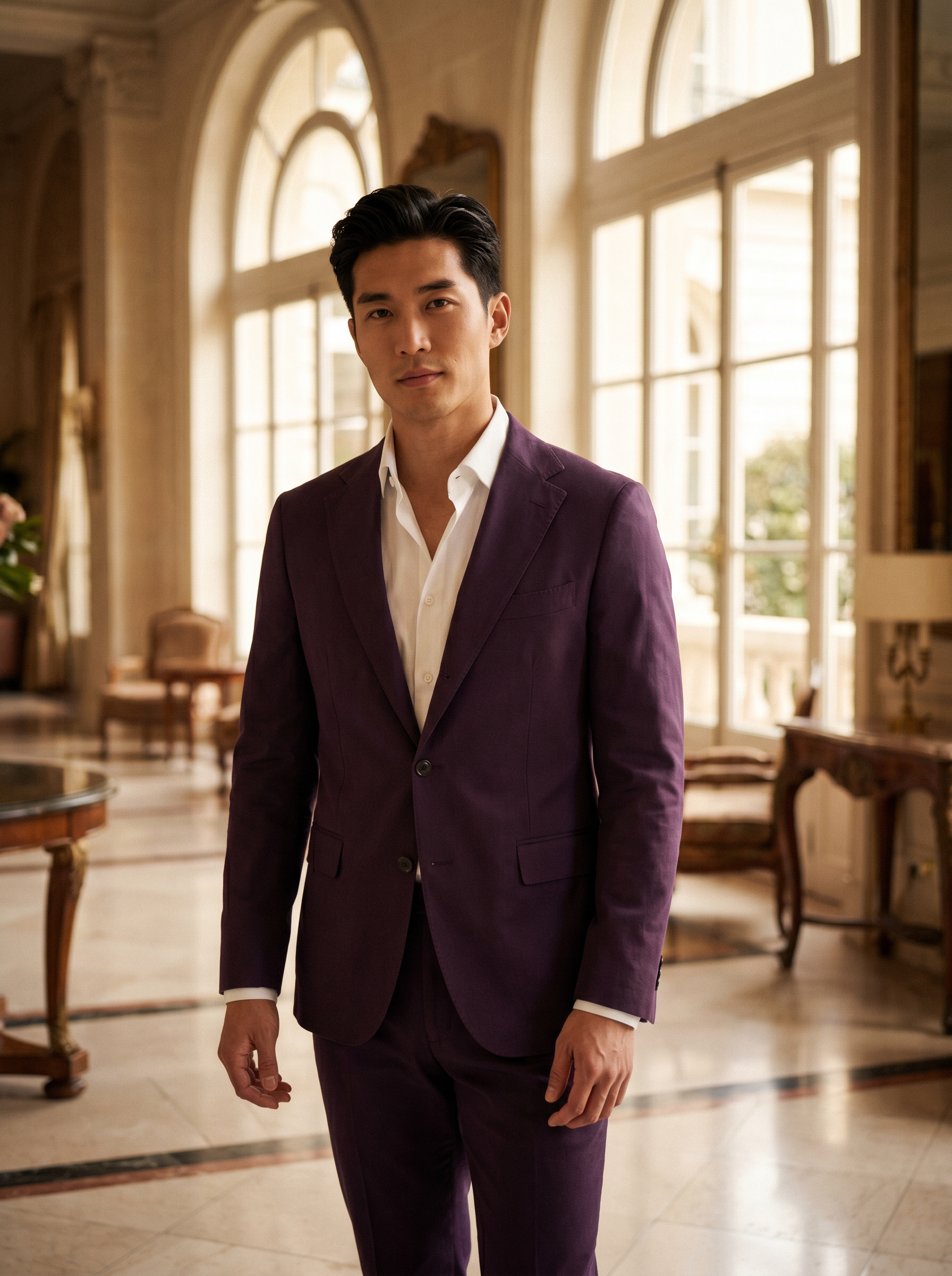 Purple Cotton Suit — Custom Made to Measure - front view
