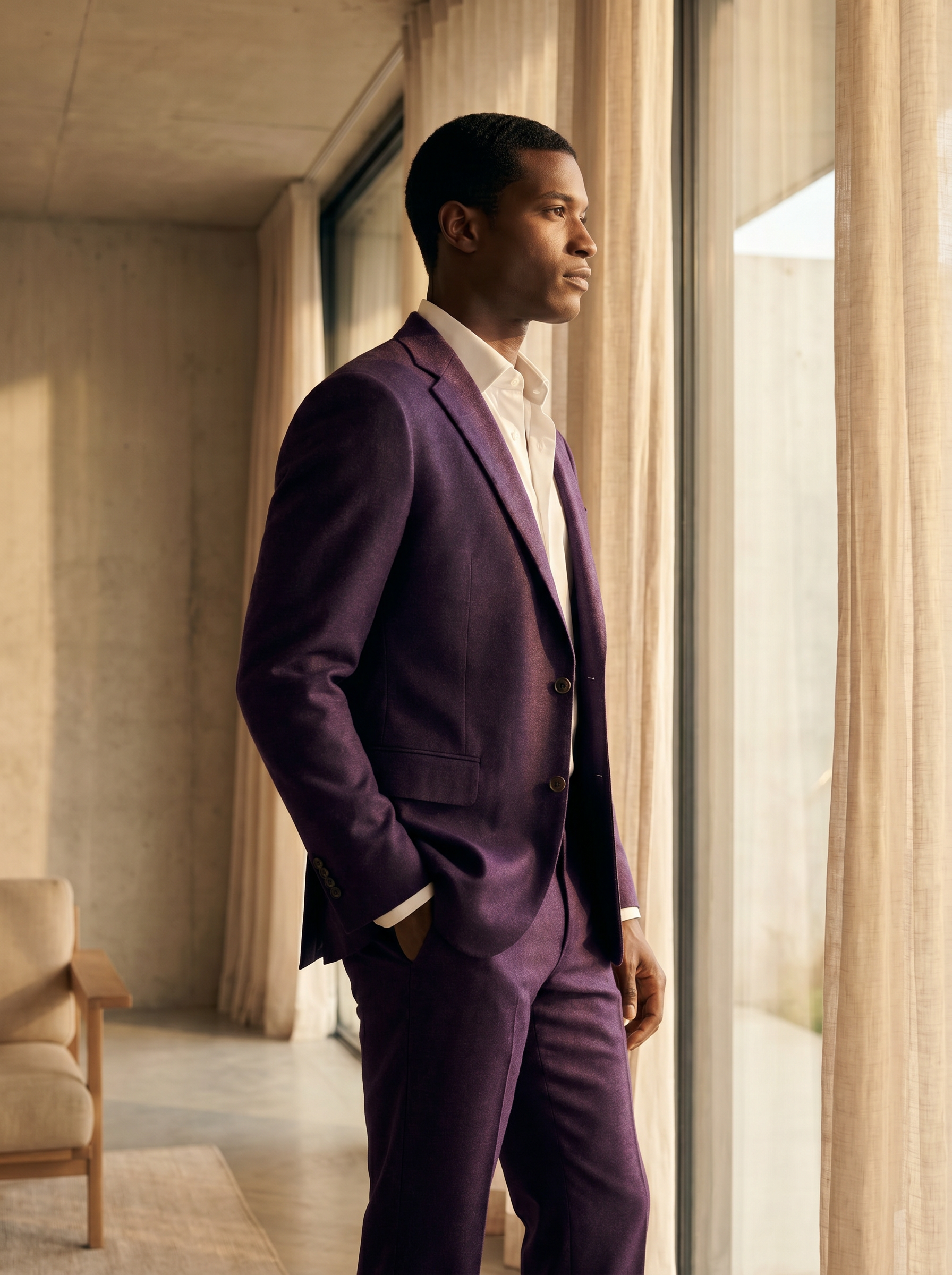 Purple Flannel Suit — Custom Made to Measure - side view