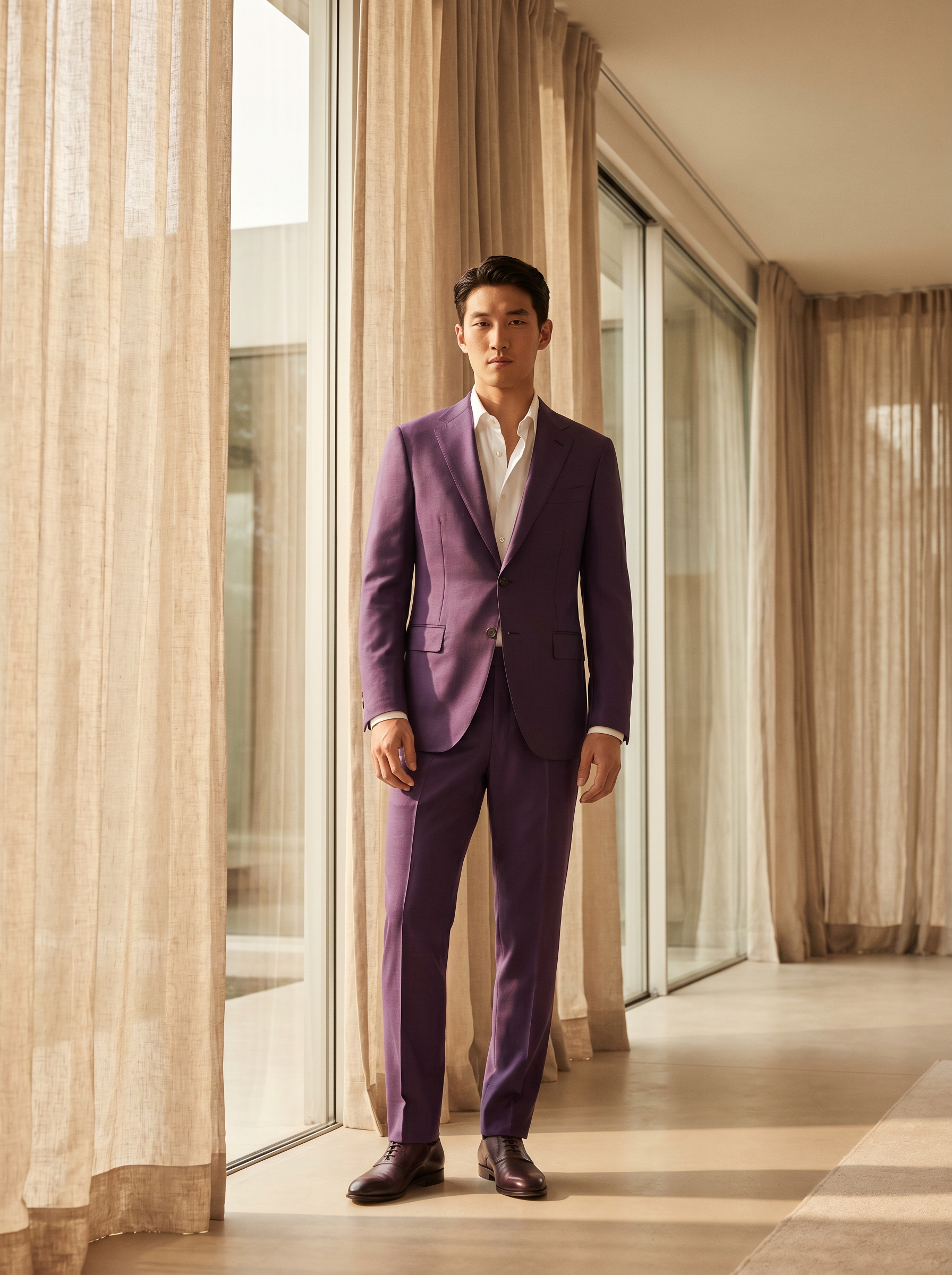 Purple Silk Blend Suit — Custom Made to Measure - front view