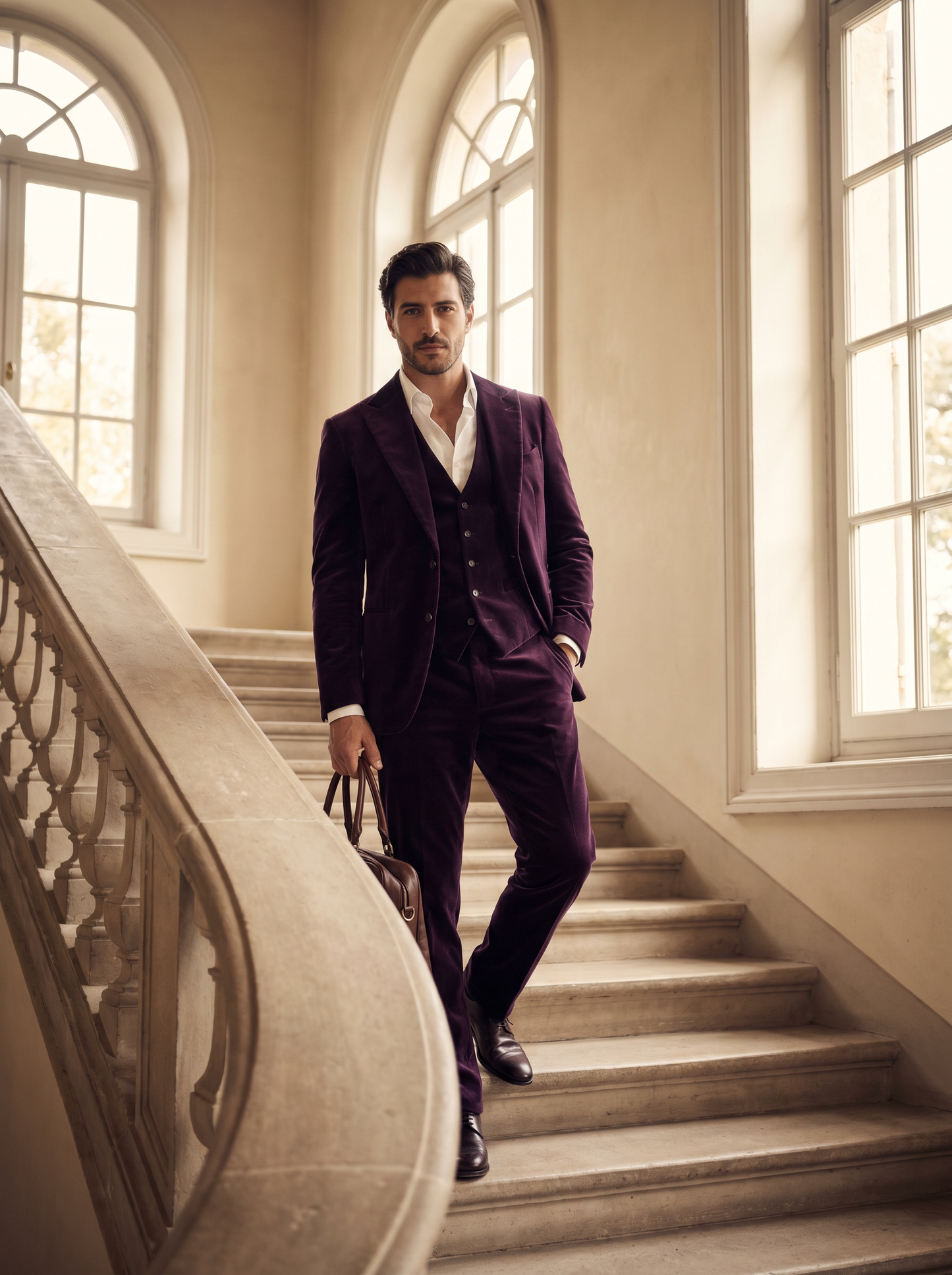 Purple Velvet 3-Piece Suit — Custom Made to Measure - front view