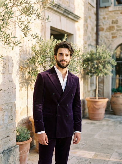 Purple Velvet Double Breasted Suit — Custom Made to Measure - front view
