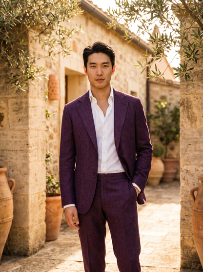 Purple Wool Suit — Custom Made to Measure - front view