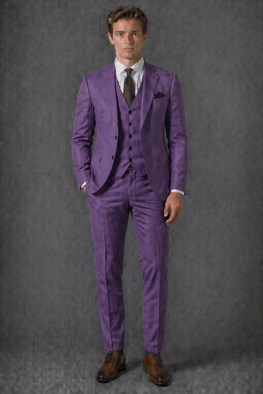 Purple Cotton Slim Fit Suit — Custom Made to Measure