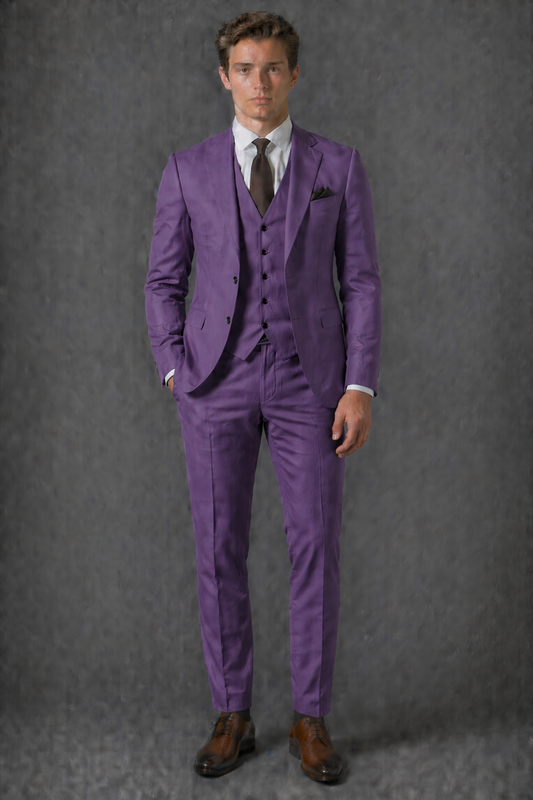 Purple Cotton Slim Fit Suit — Custom Made to Measure