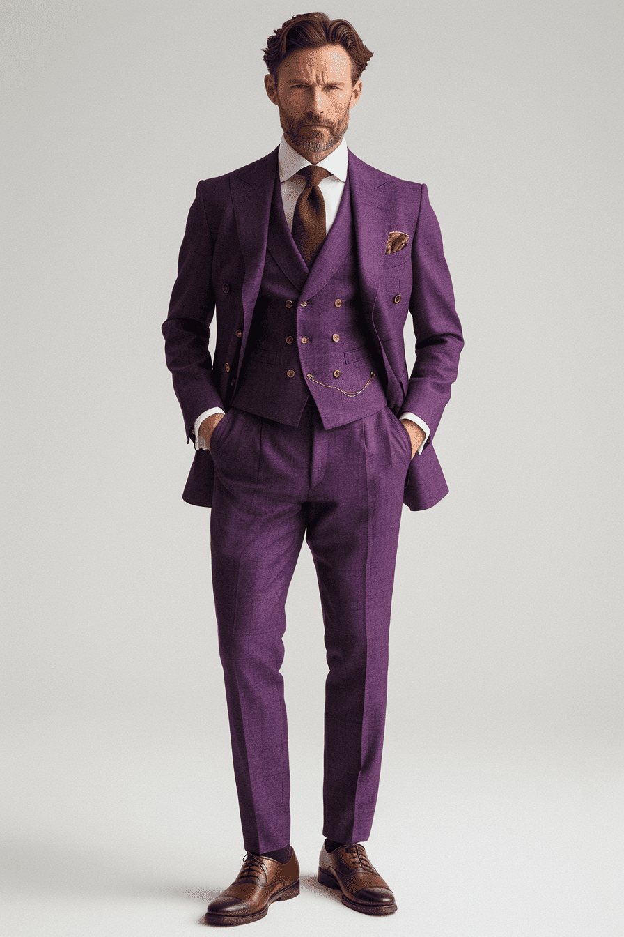 Purple Silk Blend Father of the Bride Suit — Custom Made