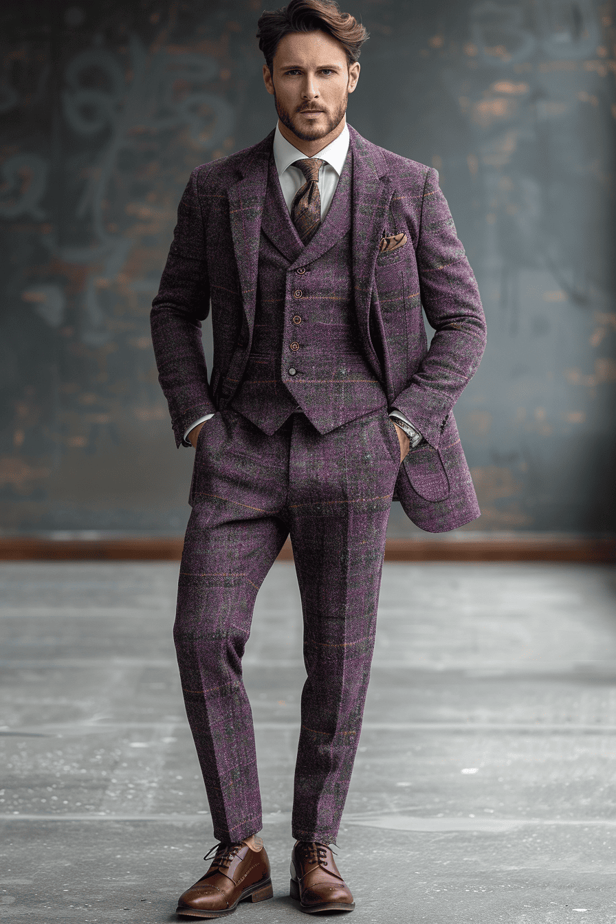 Purple Tweed Suit — Custom Made to Measure