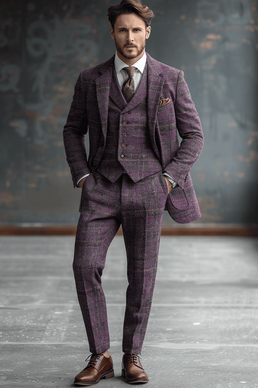 Purple Tweed Suit — Custom Made to Measure