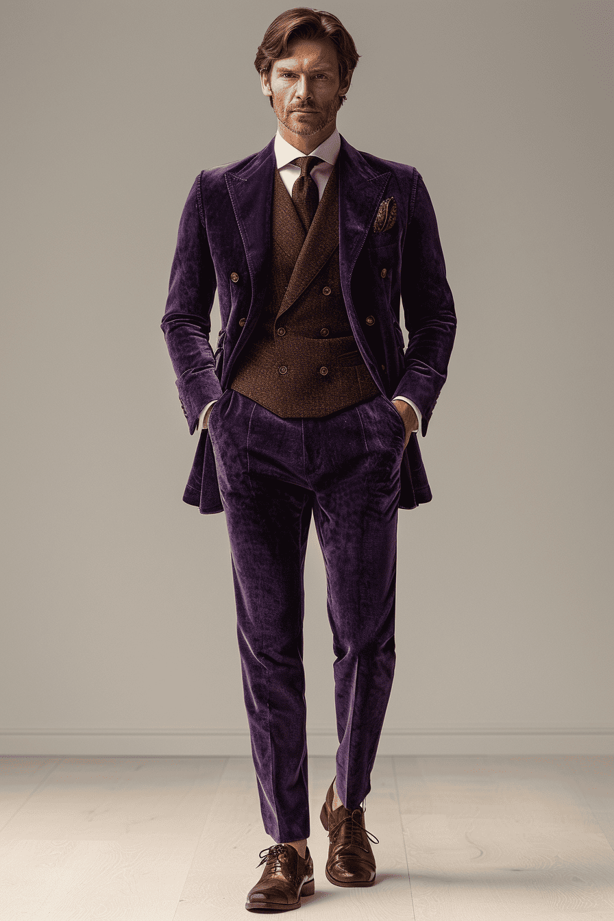 Purple Velvet Cocktail Party Suit — Custom Made to Measure