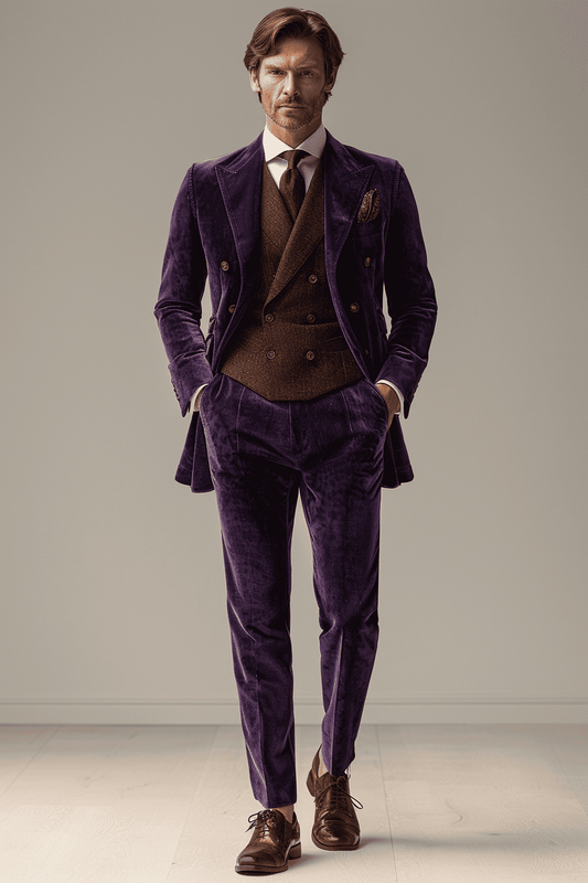 Purple Velvet Cocktail Party Suit — Custom Made to Measure