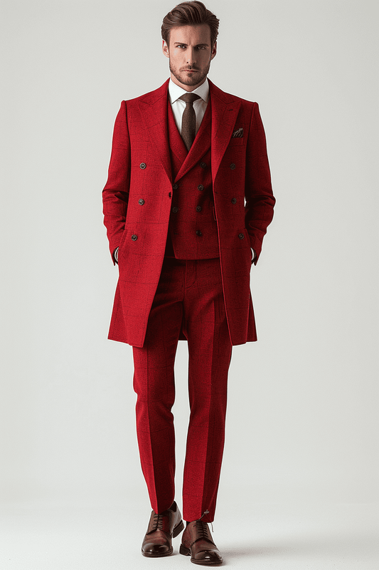 Red Cashmere Blend Suit — Custom Made to Measure