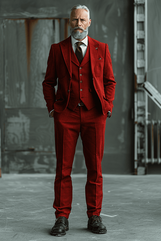Red Cotton Father of the Bride Suit — Custom Made