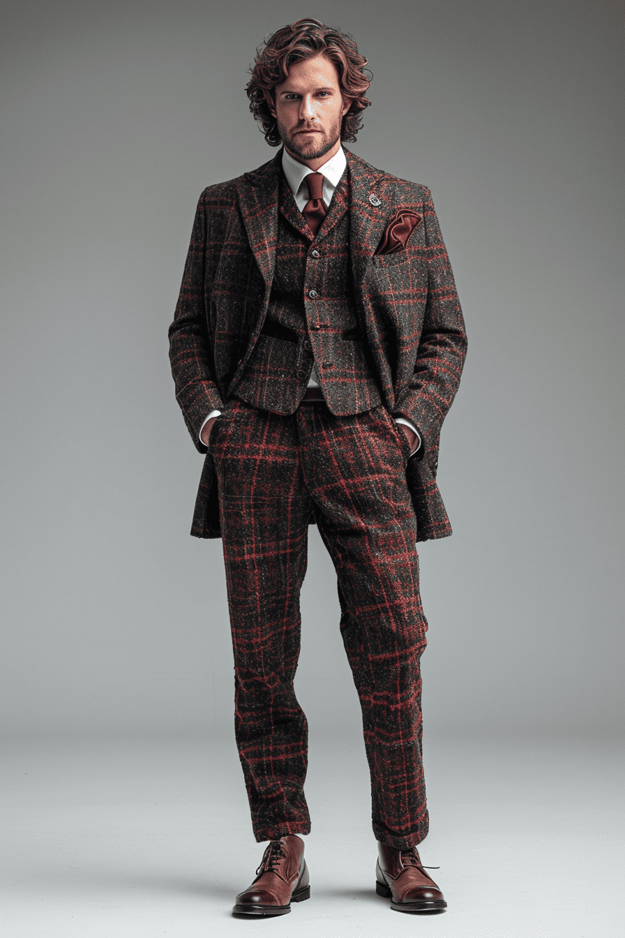 Red Tweed Suit — Custom Made to Measure
