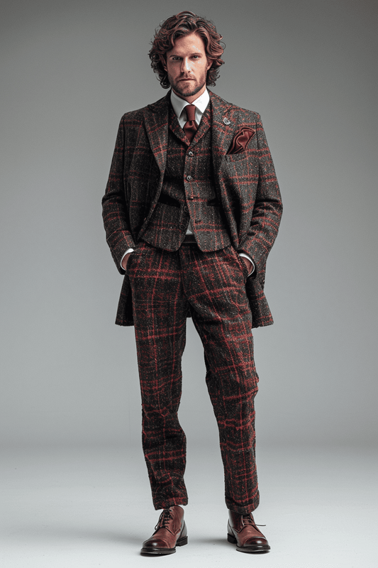 Red Tweed Suit — Custom Made to Measure