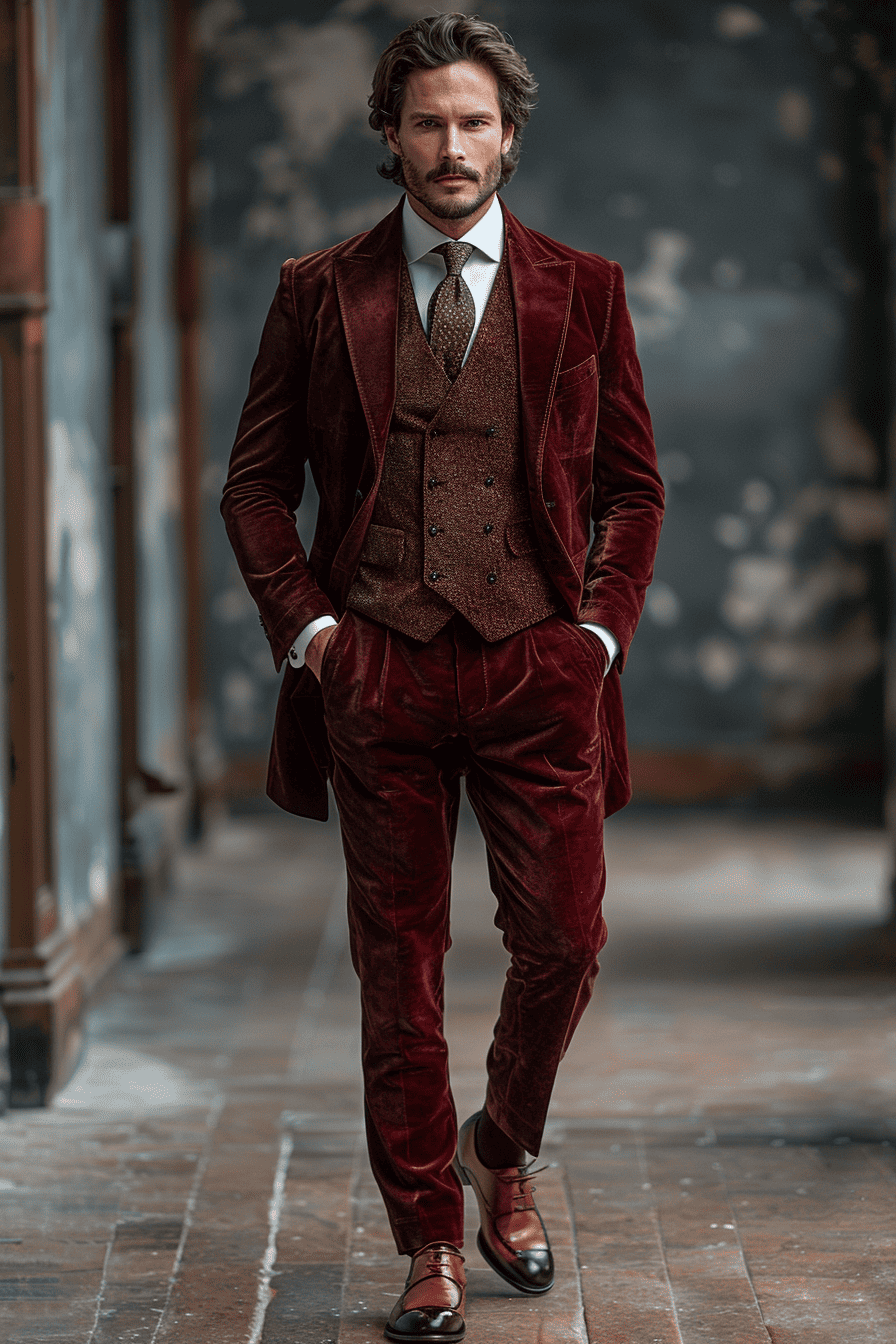 Red Velvet Cocktail Party Suit — Custom Made to Measure
