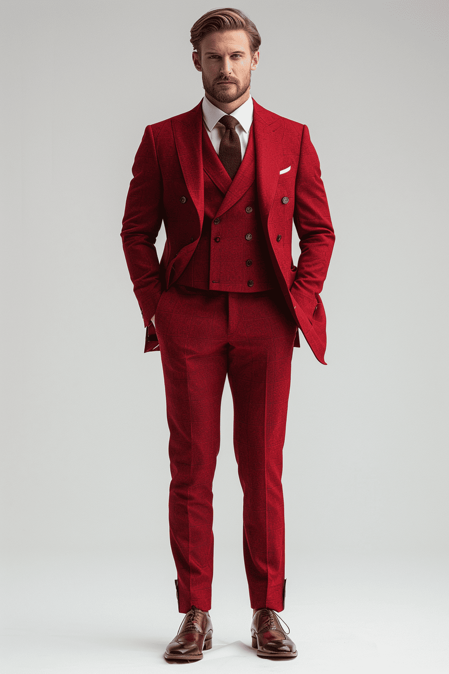 Red Wool Graduation Suit — Custom Made to Measure