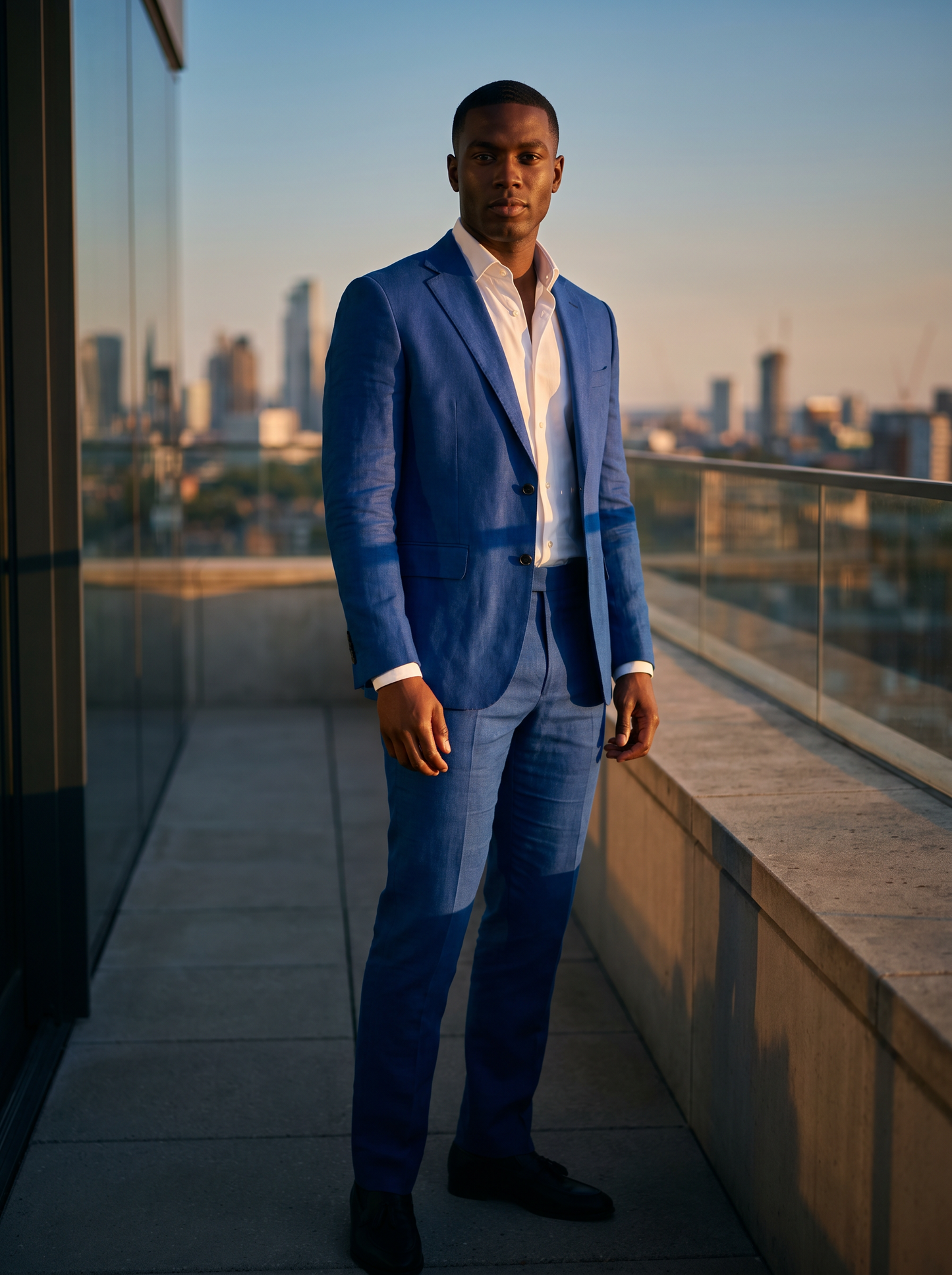 Royal Blue Linen Suit — Custom Made to Measure - front view