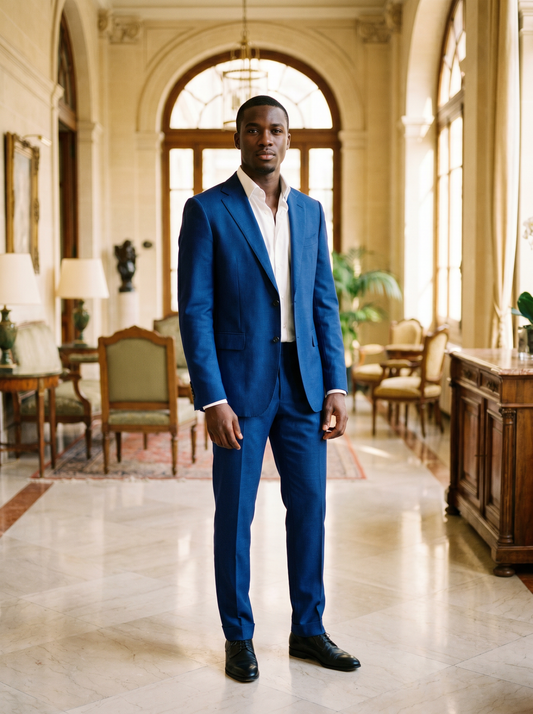 Royal Blue Wool Groomsmen Suit — Custom Made to Measure - front view