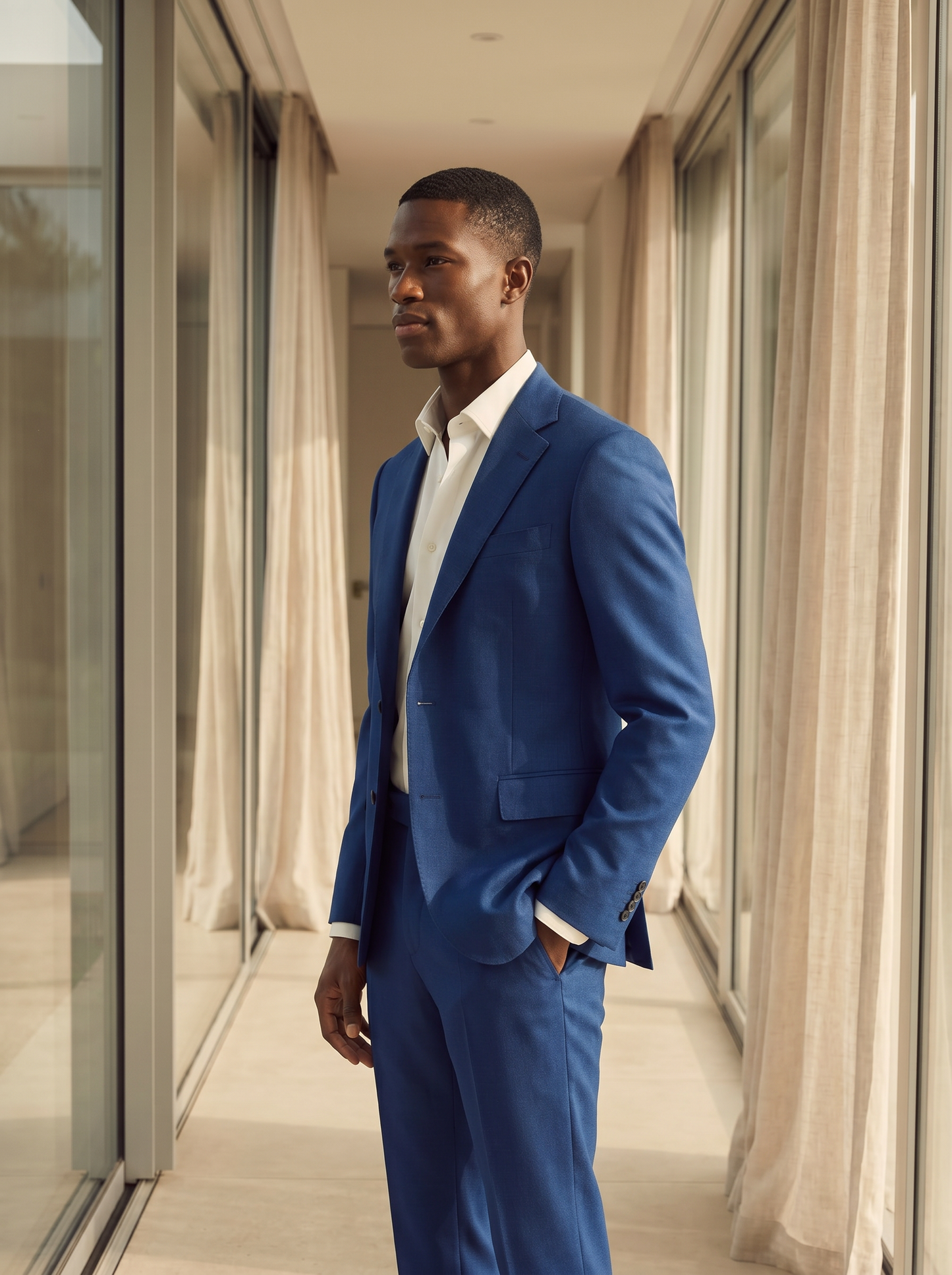 Royal Blue Wool Suit — Custom Made to Measure - side view