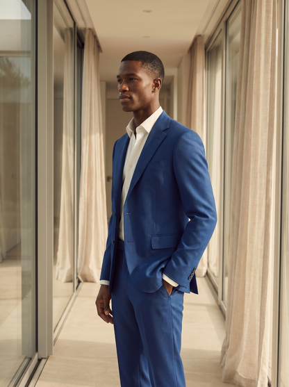 Royal Blue Wool Suit — Custom Made to Measure - side view