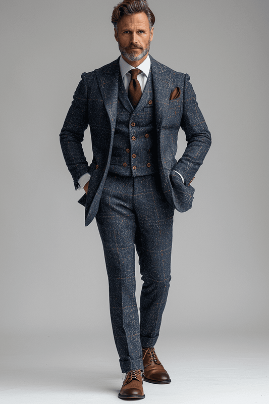 Royal Blue Tweed Suit — Custom Made to Measure