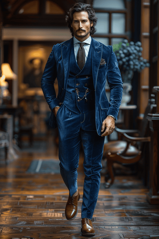 Royal Blue Velvet Graduation Suit — Custom Made to Measure