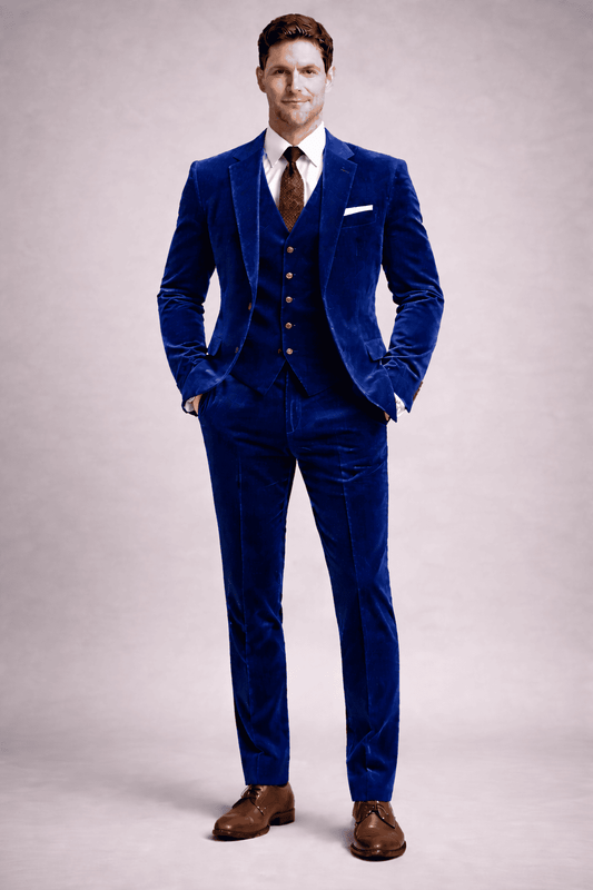 Royal Blue Velvet Slim Fit Suit — Custom Made to Measure