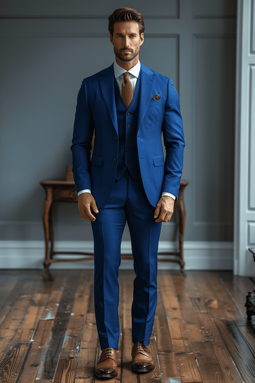 Royal Blue Wool Cocktail Party Suit — Custom Made to Measure