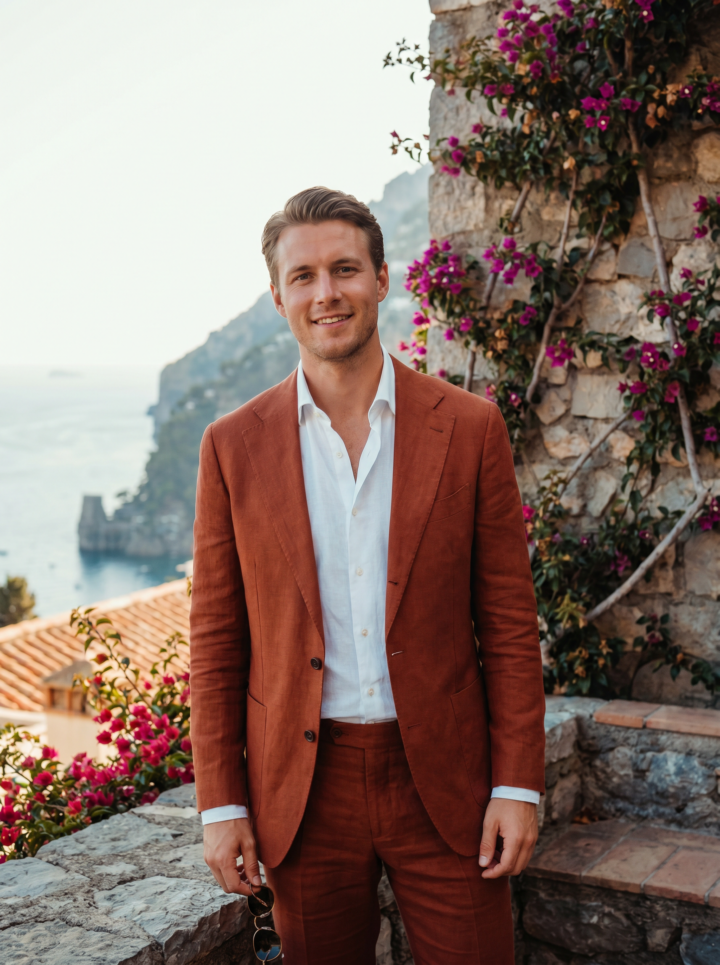 Rust Linen Suit — Custom Made to Measure - front view