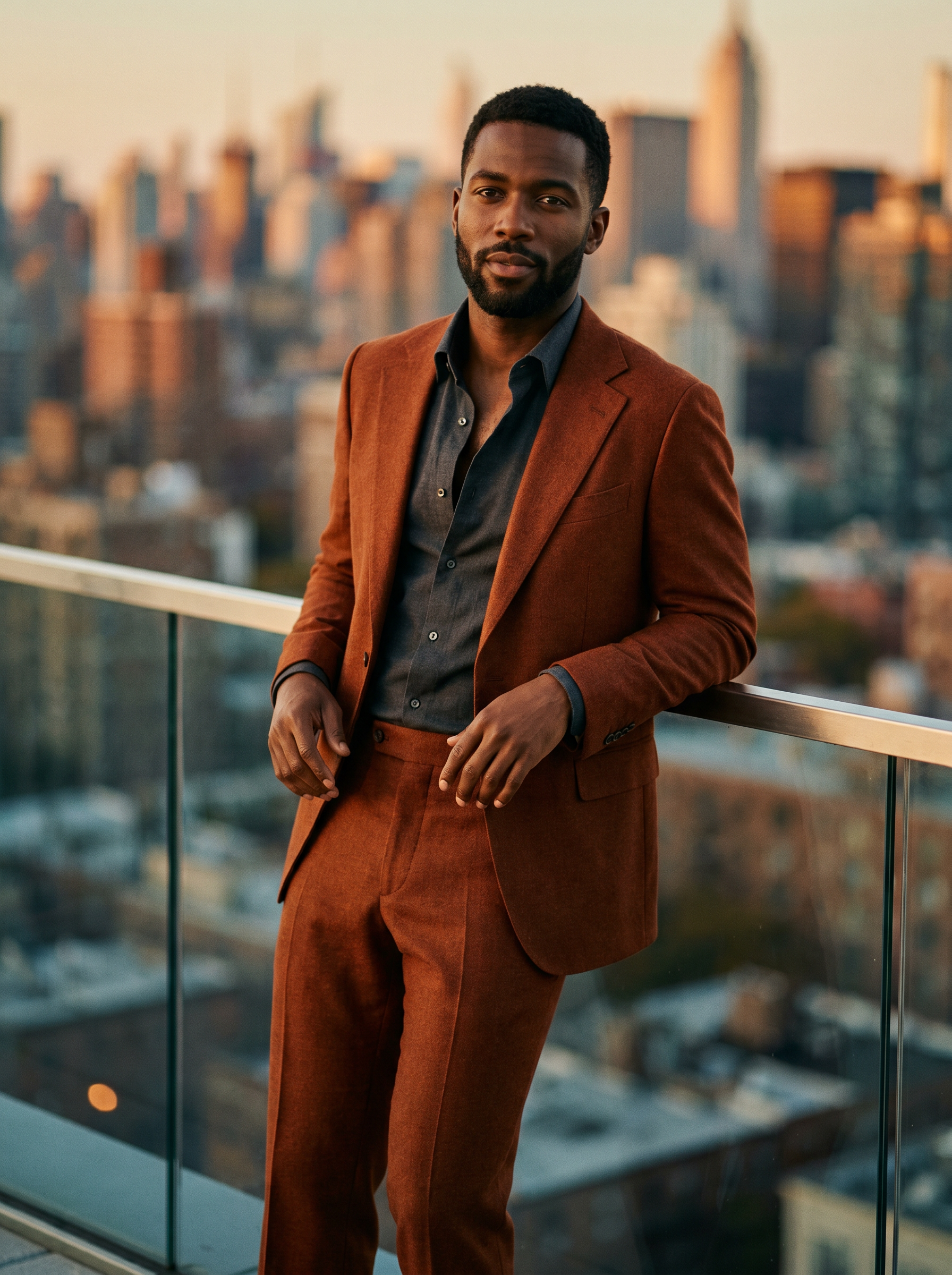 Rust Wool Groomsmen Suit — Custom Made to Measure - front view