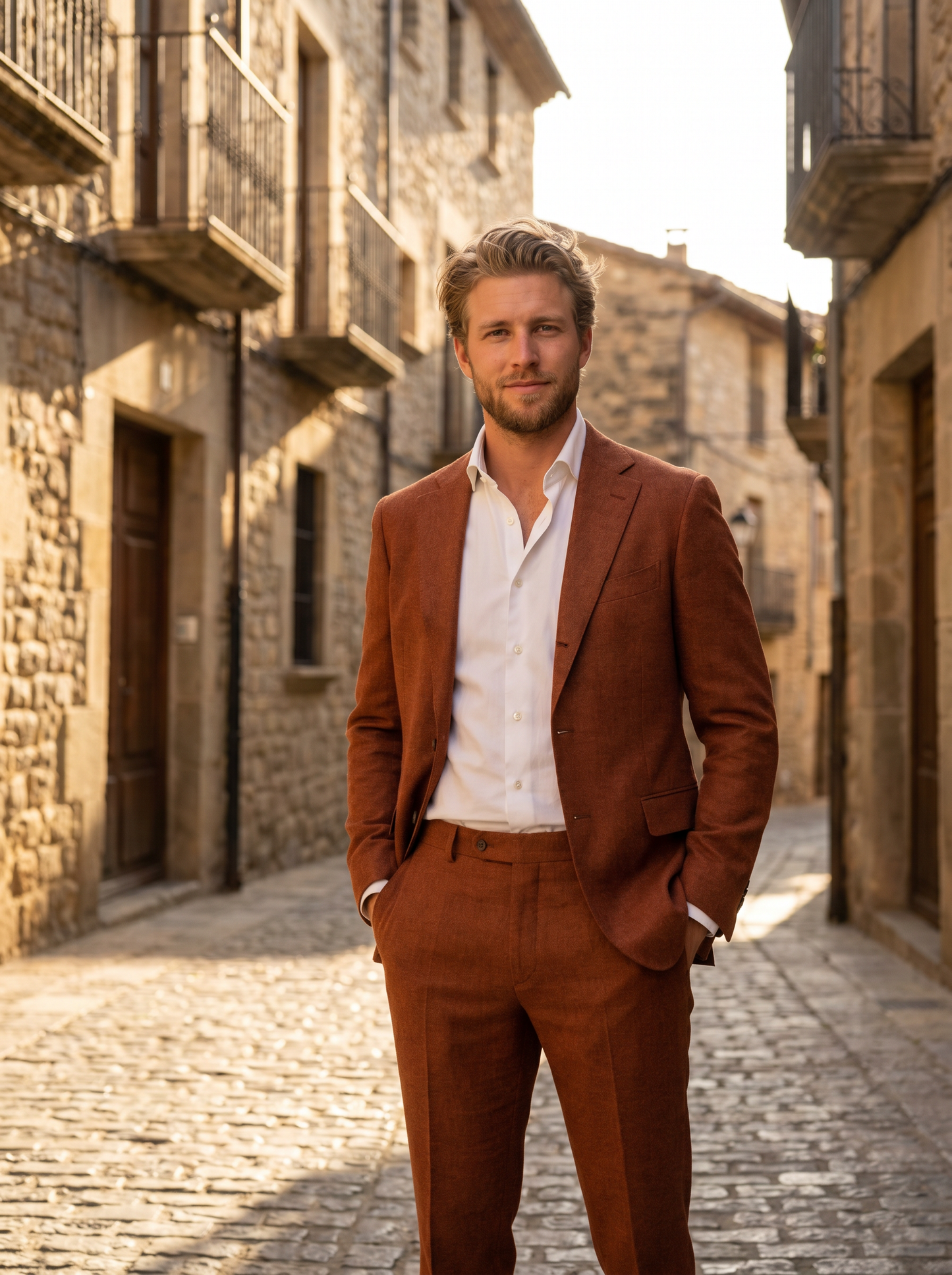 Rust Wool Suit — Custom Made to Measure - front view