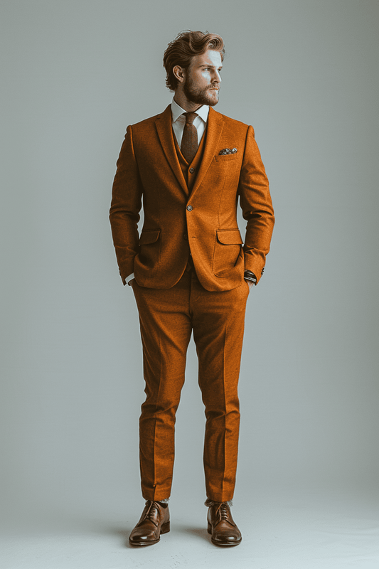 Rust Cashmere Blend Suit — Custom Made to Measure
