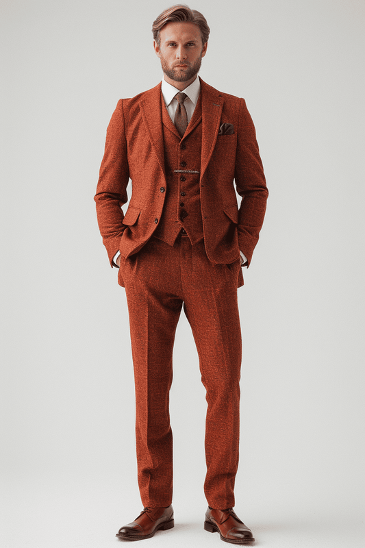 Rust Linen Graduation Suit — Custom Made to Measure