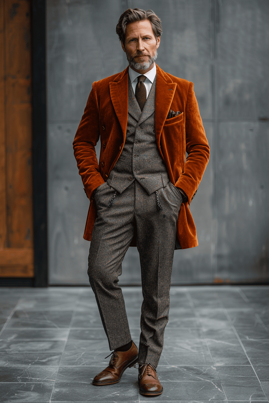 Rust Velvet Graduation Suit — Custom Made to Measure