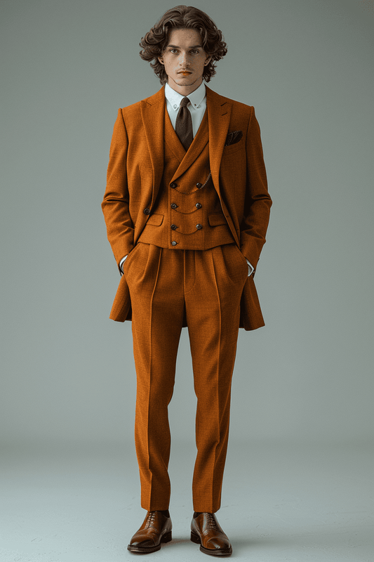 Rust Wool Graduation Suit — Custom Made to Measure
