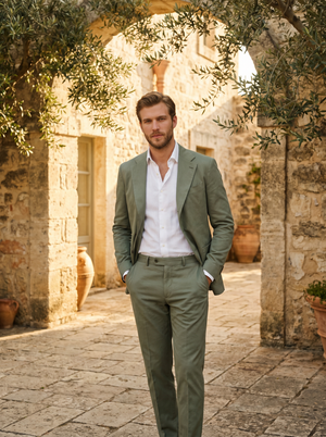 Sage Green Cotton Groomsmen Suit — Custom Made to Measure — 1