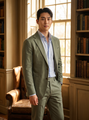 Sage Green Cotton Suit — Custom Made to Measure — 1