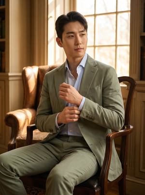 Sage Green Cotton Suit — Custom Made to Measure — 3